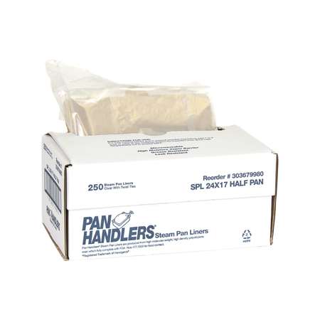 Panhandlers High Density 1/3 Size Pan 24"x17" Twist Tie Steam Pan Liner, PK250 303679980
